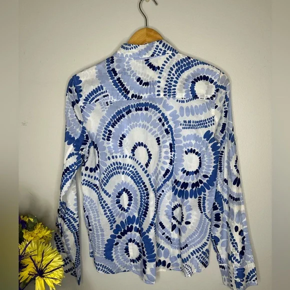 Nautica Blue Paisley Button Down Blouse - Picture 4 of 6